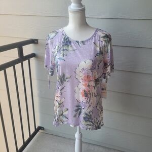 NWT Alfred dunner Women's Garden Party Short Sleeve Burnout Floral Top Size S